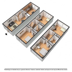 Floorplan Photos Gallery Four bedroom townhome rendering